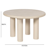 TOV Barbara Cream Textured Indoor / Outdoor 47" Round Dining Table