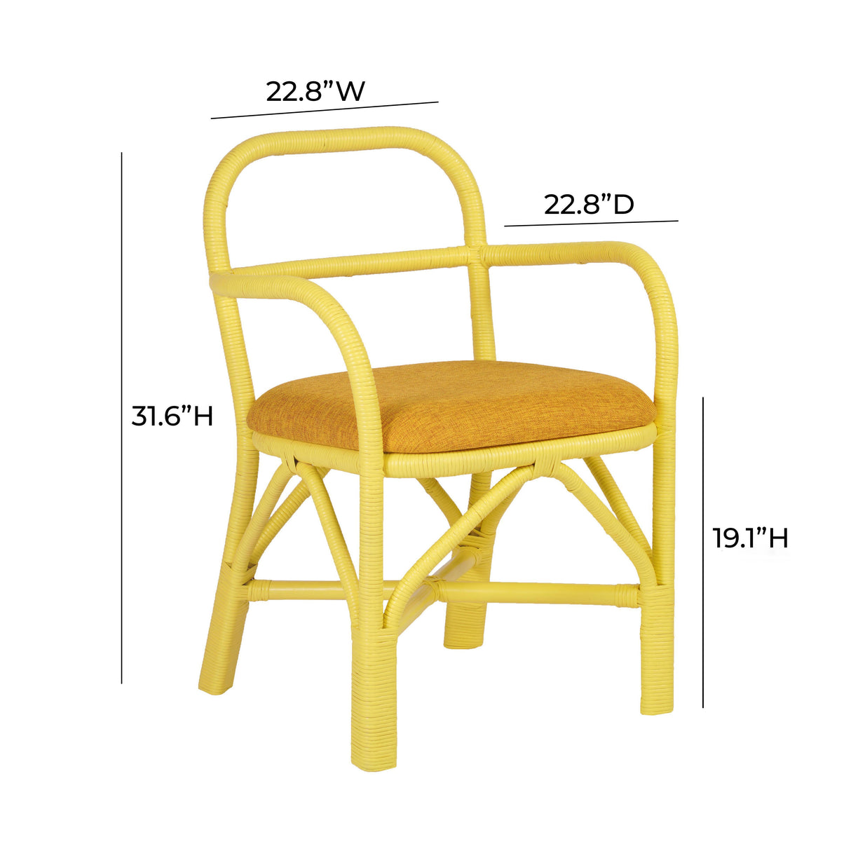 TOV Ginny Yellow Rattan Dining Chair