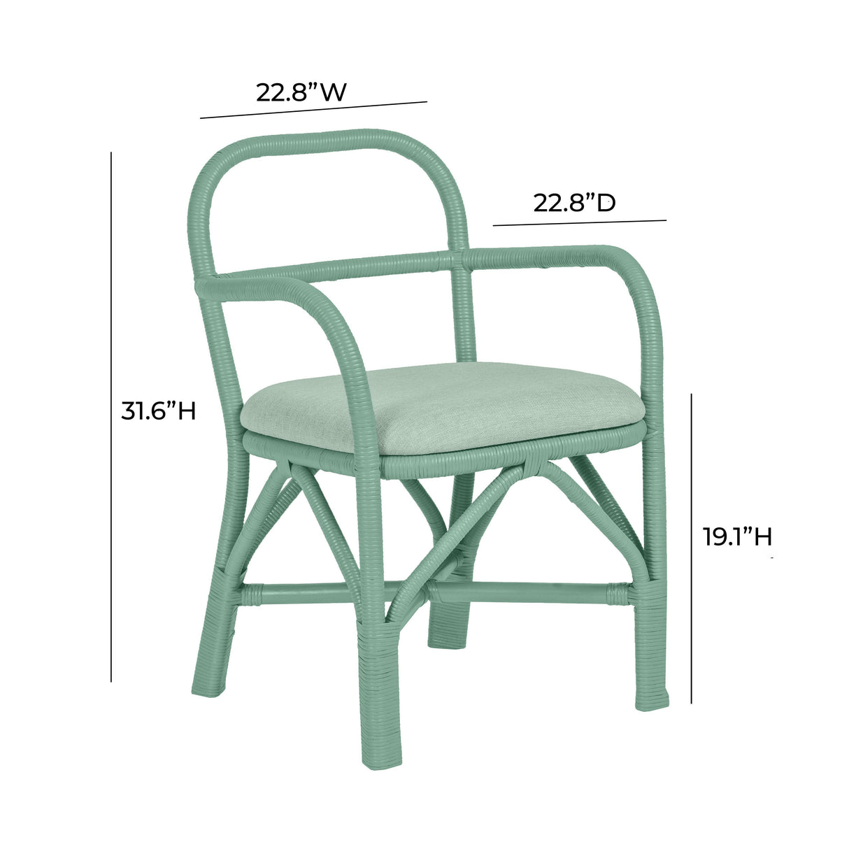 TOV Ginny Green Rattan Dining Chair
