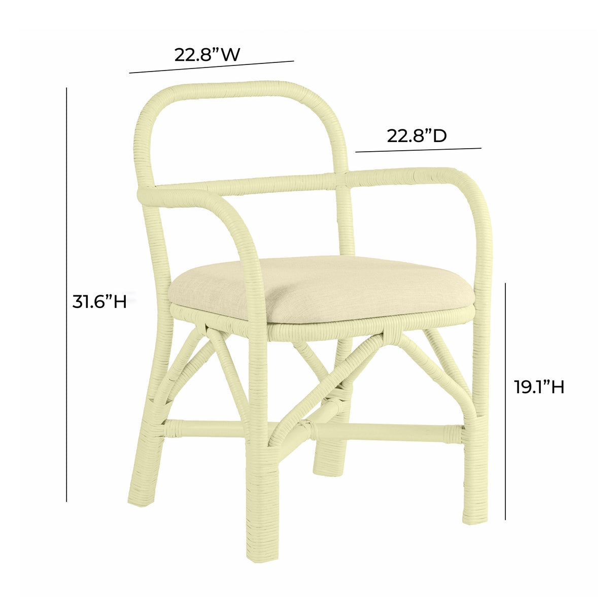 TOV Ginny Cream Rattan Dining Chair