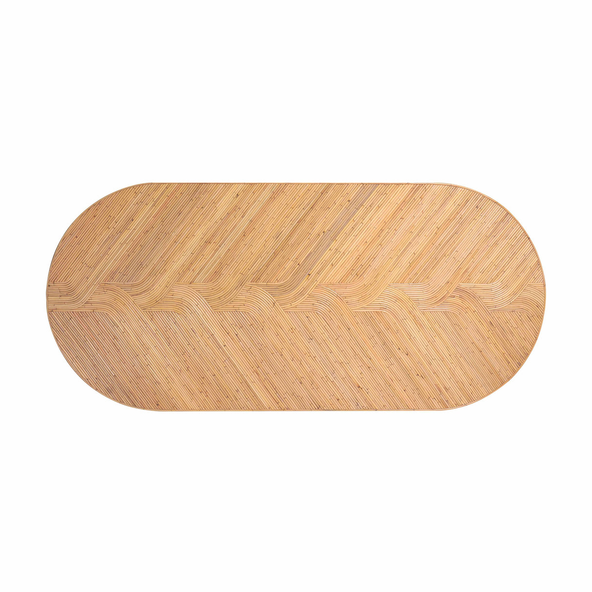 TOV Caren Natural Rattan and Glass Oval Dining Table