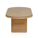 TOV Caren Natural Rattan and Glass Oval Dining Table