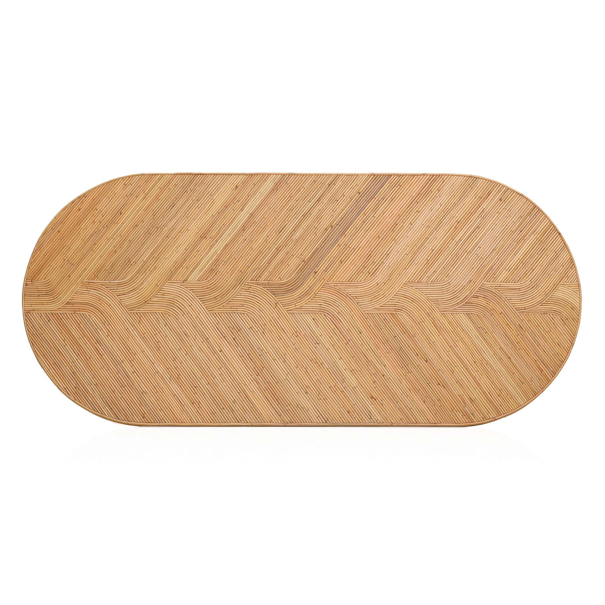 TOV Caren Natural Rattan and Glass Oval Dining Table