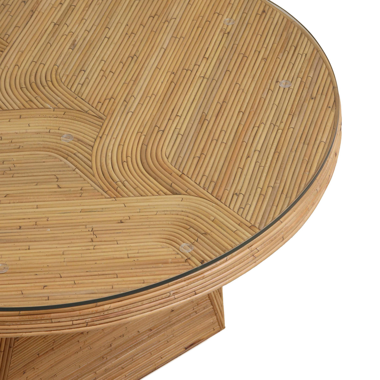 TOV Caren Natural Rattan and Glass Oval Dining Table