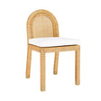 TOV Amara Natural Rattan and Performance Fabric Arched Back Dining Chair