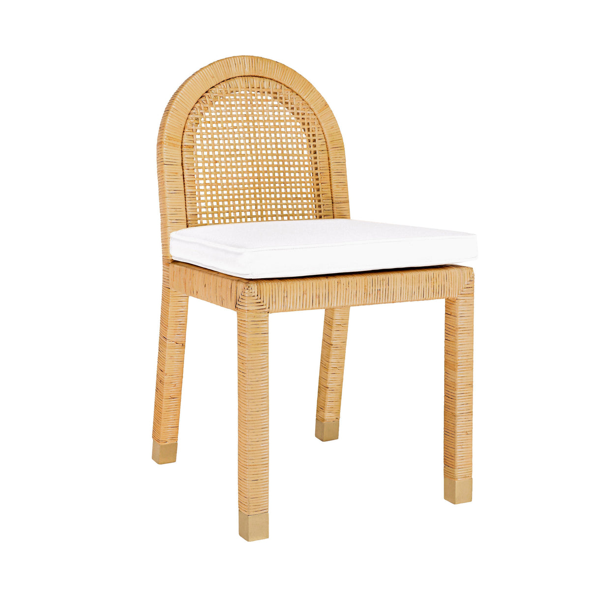 TOV Amara Natural Rattan and Performance Fabric Arched Back Dining Chair