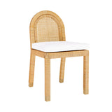 TOV Amara Natural Rattan and Performance Fabric Arched Back Dining Chair
