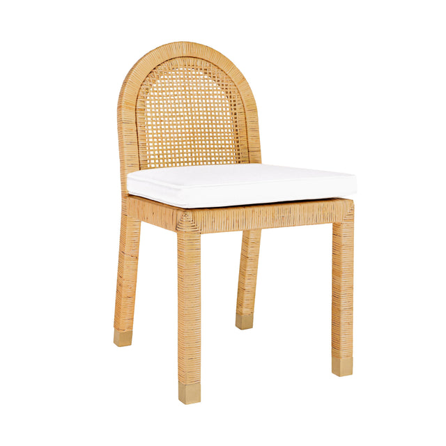 TOV Amara Natural Rattan and Performance Fabric Arched Back Dining Chair