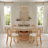 TOV Amara Natural Rattan and Performance Fabric Arched Back Dining Chair