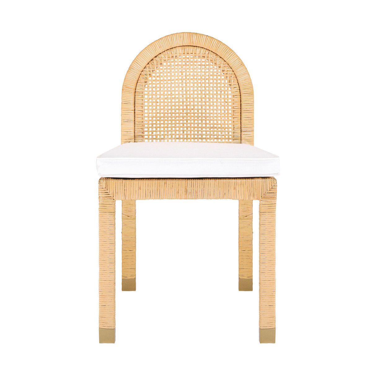 TOV Amara Natural Rattan and Performance Fabric Arched Back Dining Chair