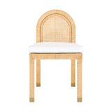 TOV Amara Natural Rattan and Performance Fabric Arched Back Dining Chair