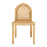TOV Amara Natural Rattan and Performance Fabric Arched Back Dining Chair