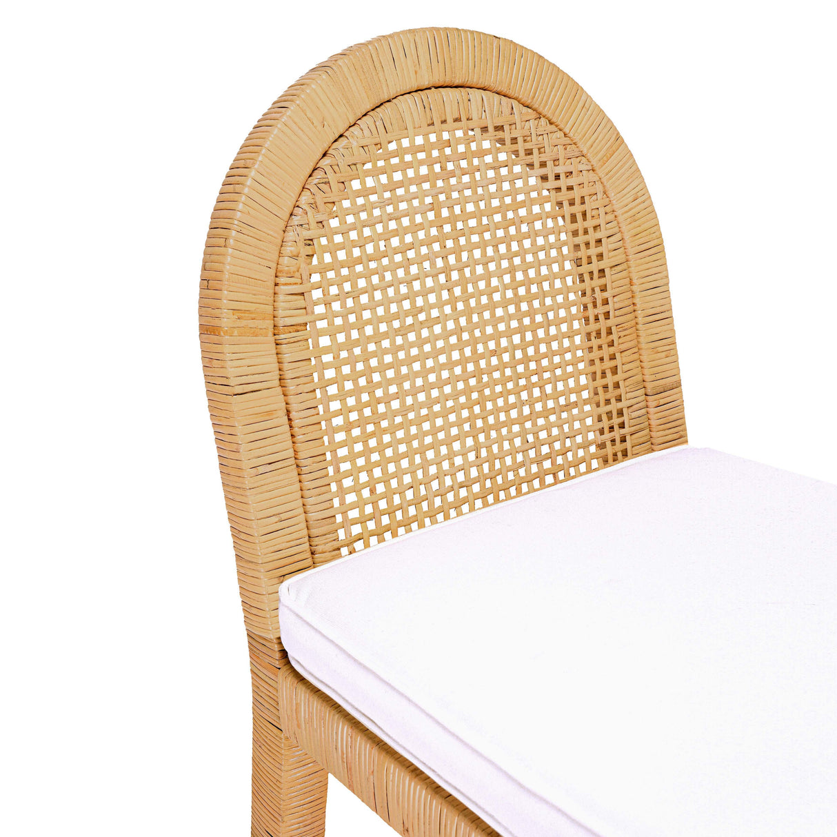 TOV Amara Natural Rattan and Performance Fabric Arched Back Dining Chair
