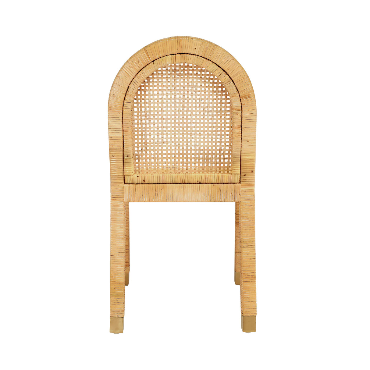 TOV Amara Natural Rattan and Performance Fabric Arched Back Dining Chair