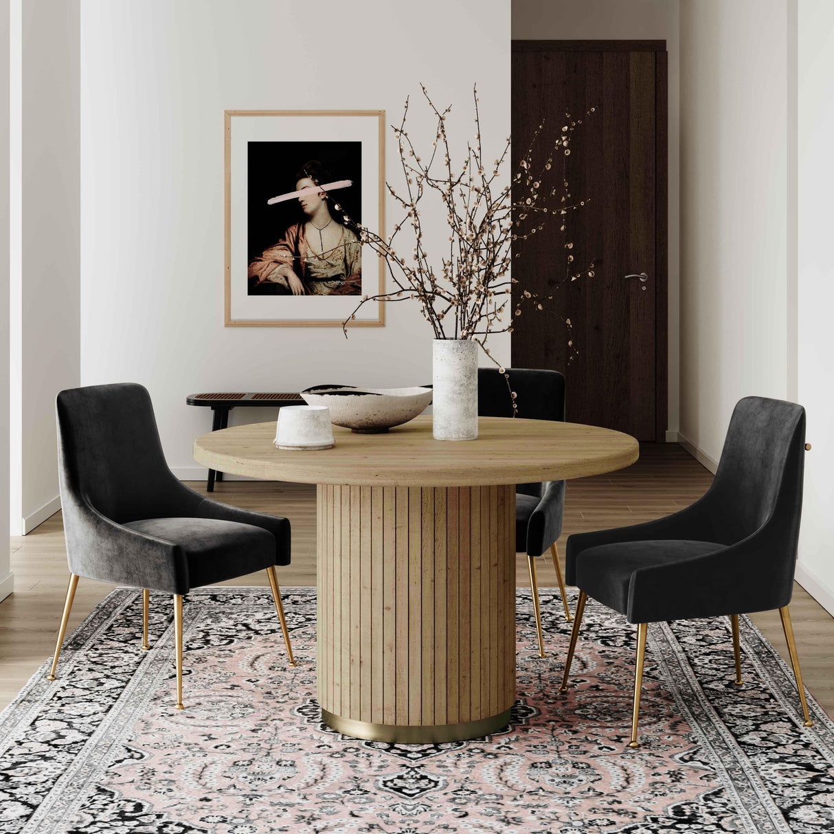 TOV Chelsea Natural Oak Wood Round Dining Table