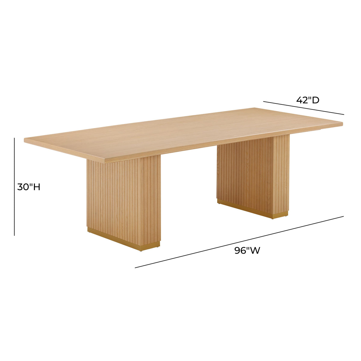 TOV Chelsea Natural Oak Wood 96 inch Rectangular Dining Table