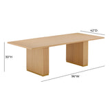 TOV Chelsea Natural Oak Wood 96 inch Rectangular Dining Table