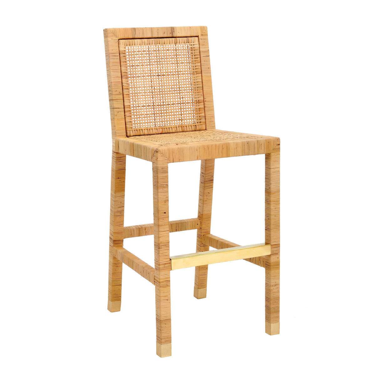 TOV Amara Rattan Performance Fabric Bar Stool