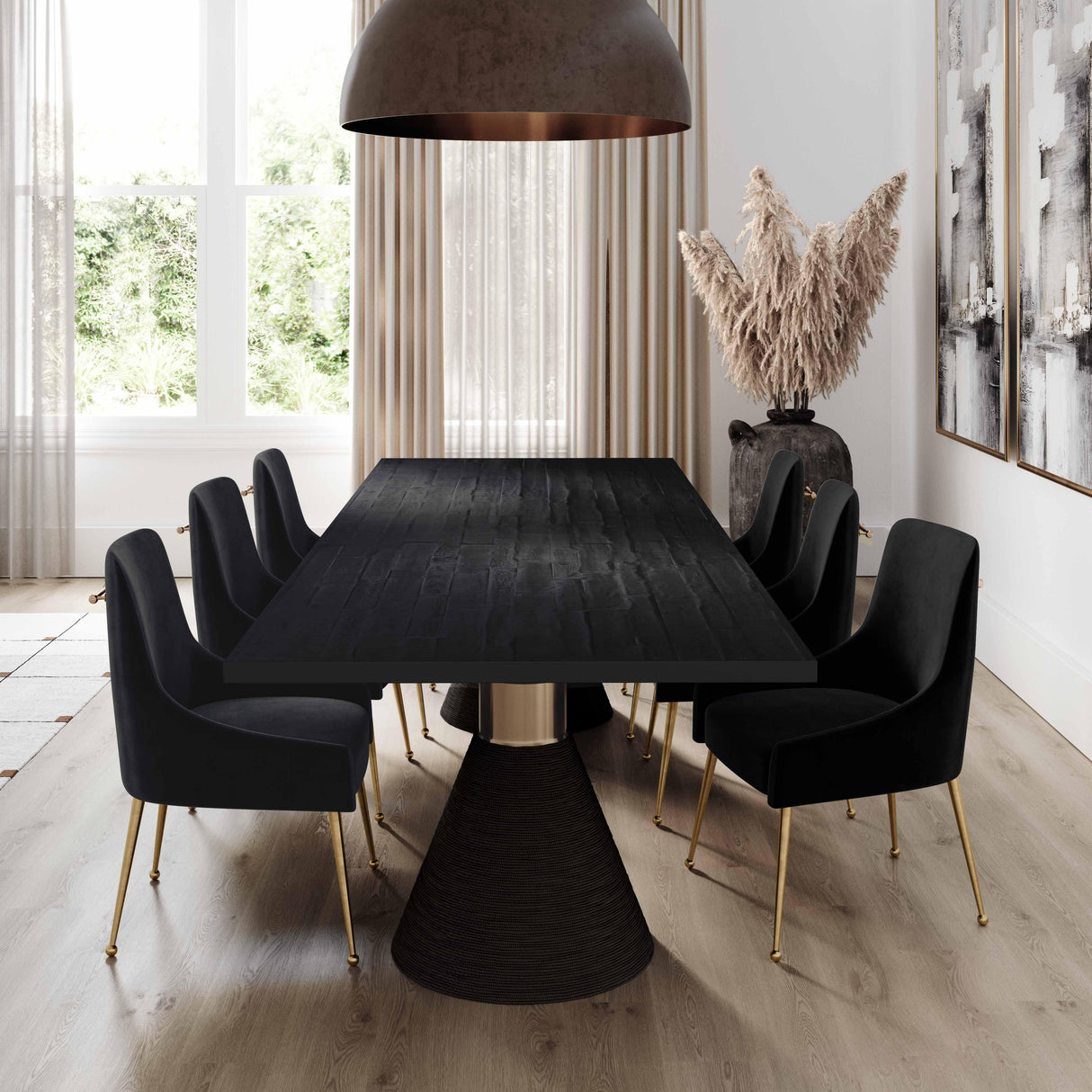 TOV Rishi Black Rope Rectangular Table