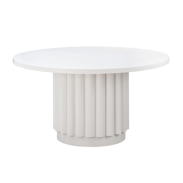 TOV Kali 55 Inch White Round Dining Table