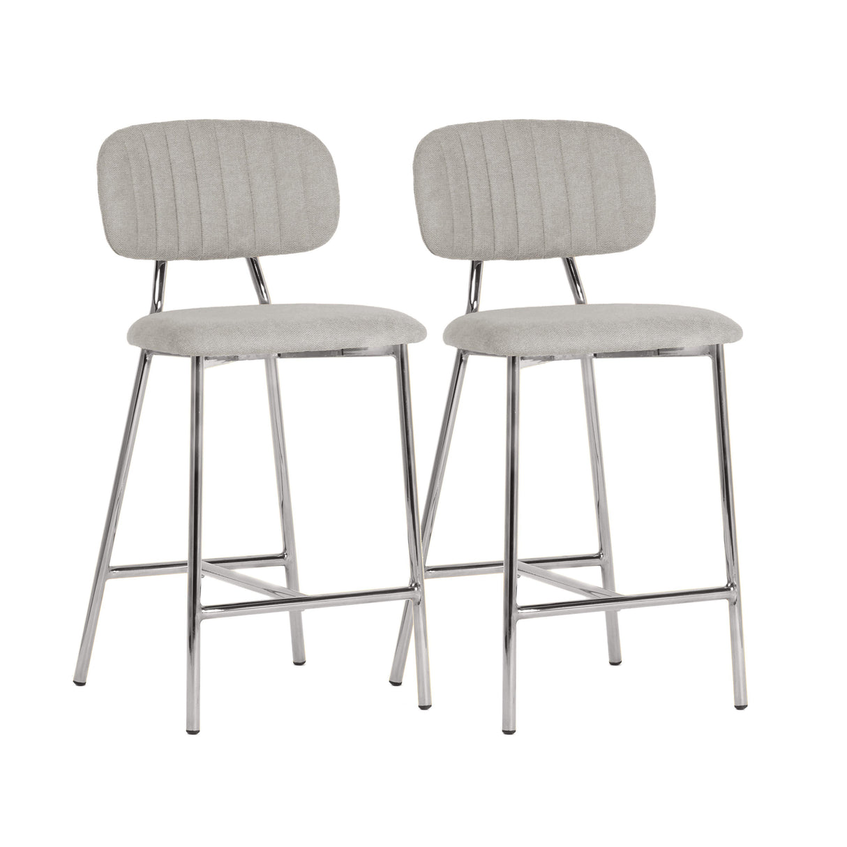 TOV Ariana Grey Counter Stool - Silver Legs (Set of 2)