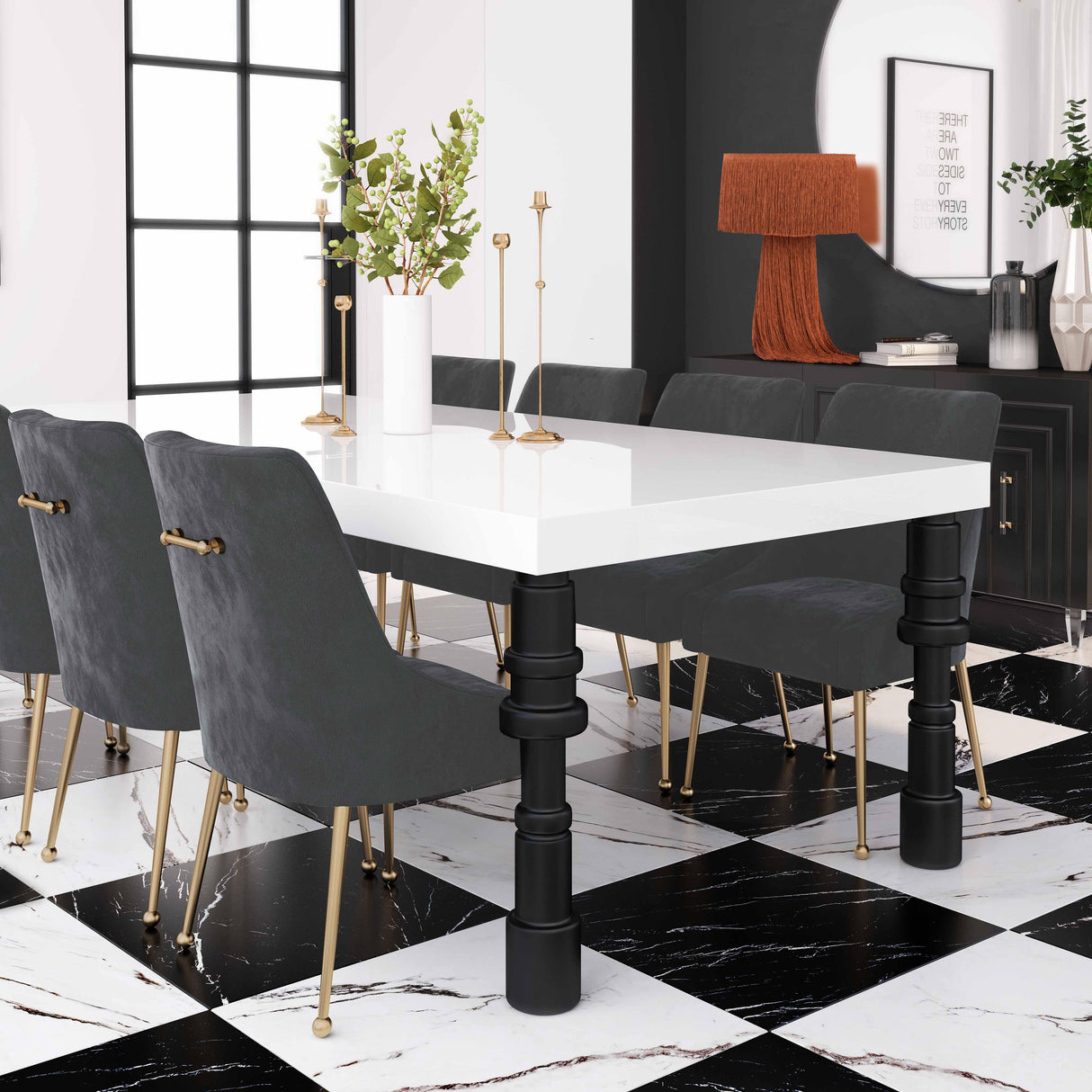 TOV Beatrix Grey Velvet Side Chair