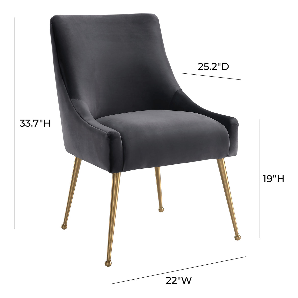 TOV Beatrix Grey Velvet Side Chair