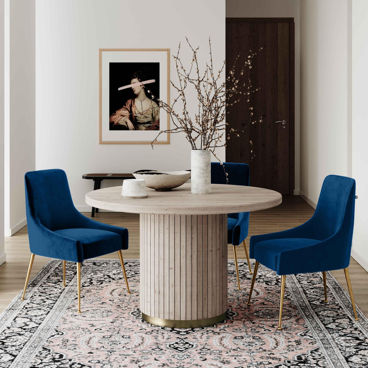 TOV Beatrix Navy Velvet Side Chair