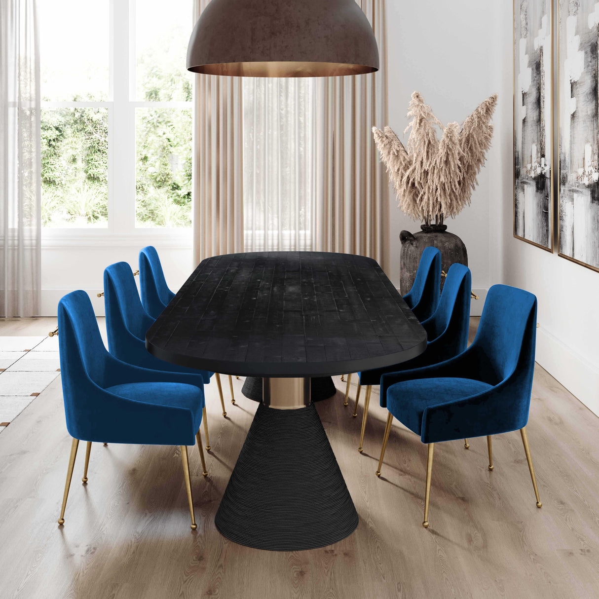 TOV Beatrix Navy Velvet Side Chair