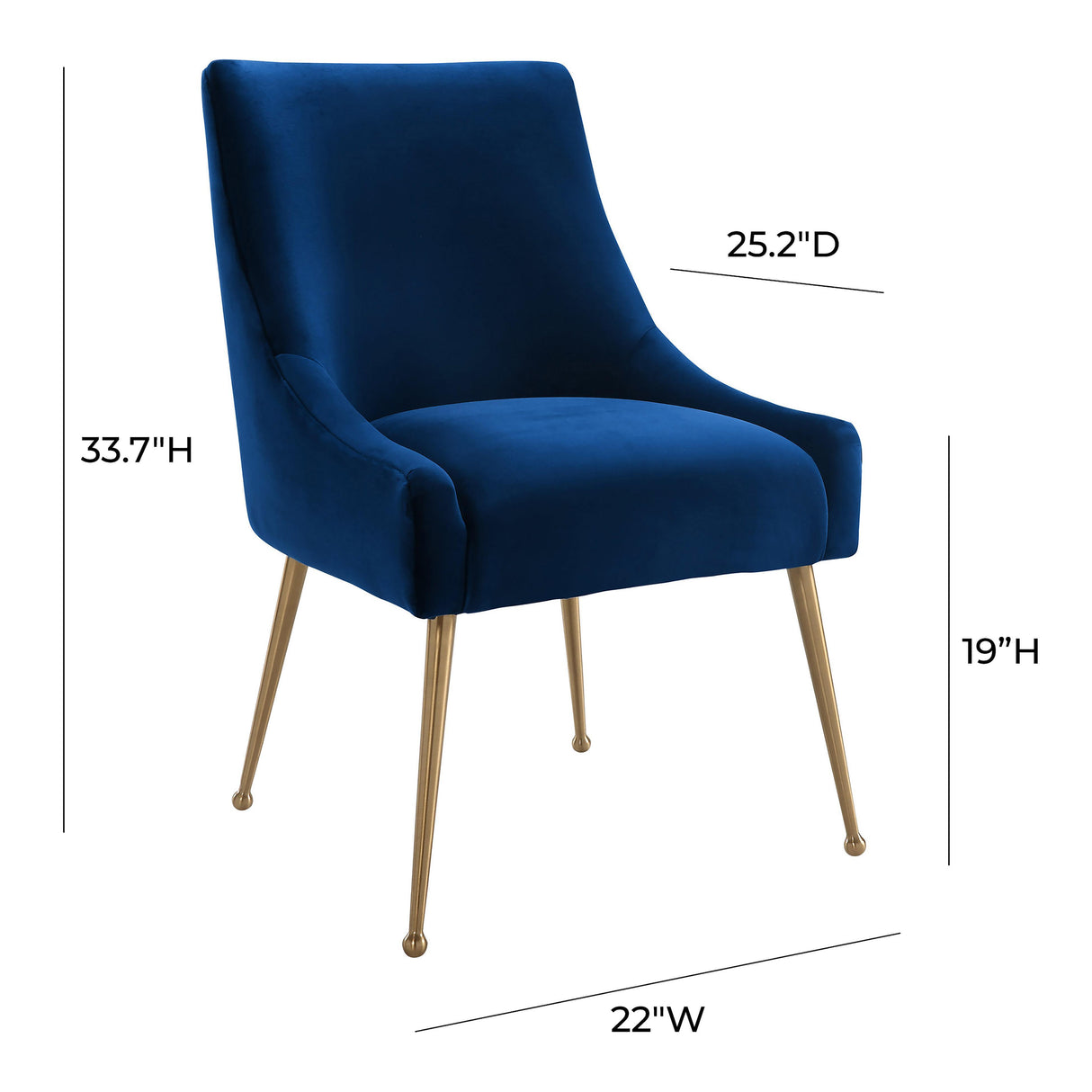 TOV Beatrix Navy Velvet Side Chair