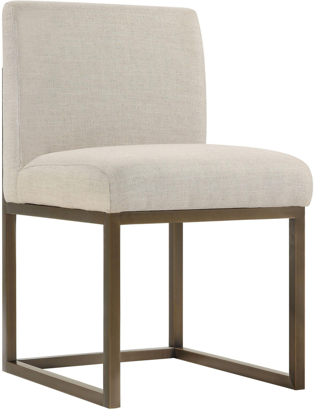 TOV Haute Beige Linen Chair in Brass