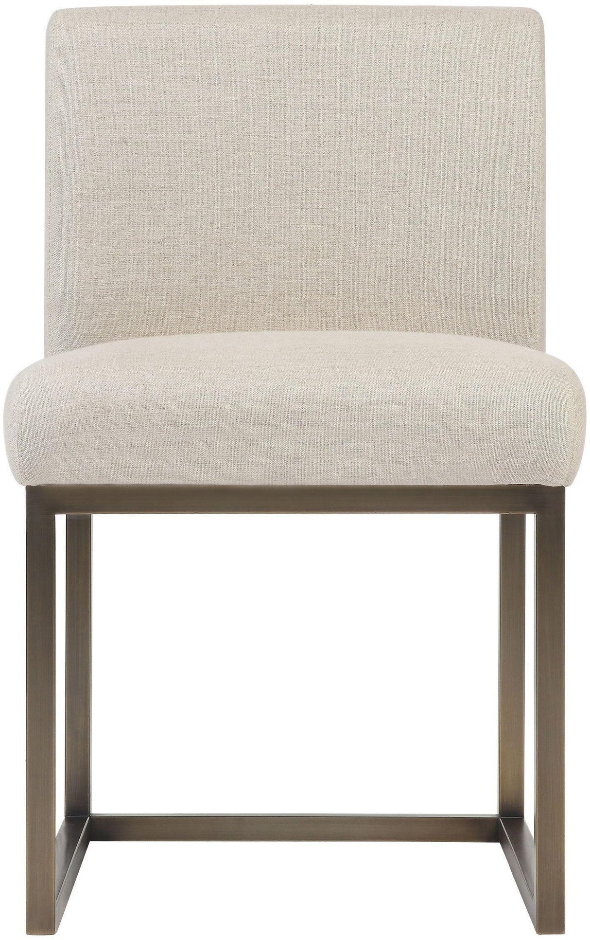 TOV Haute Beige Linen Chair in Brass