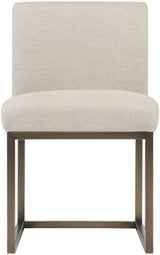 TOV Haute Beige Linen Chair in Brass