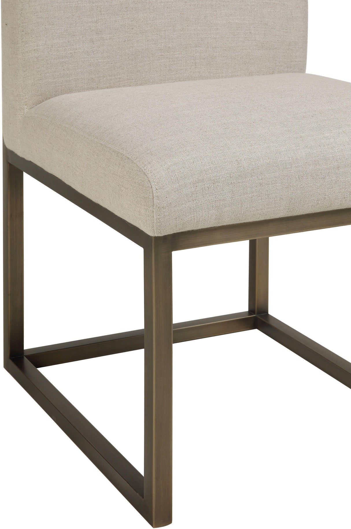 TOV Haute Beige Linen Chair in Brass