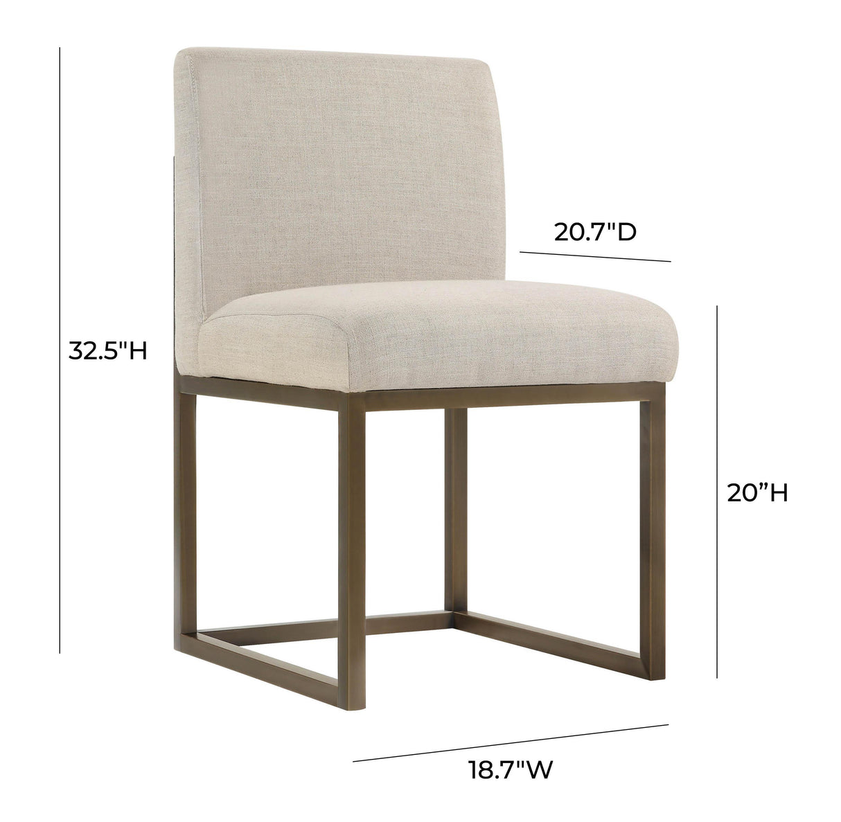 TOV Haute Beige Linen Chair in Brass