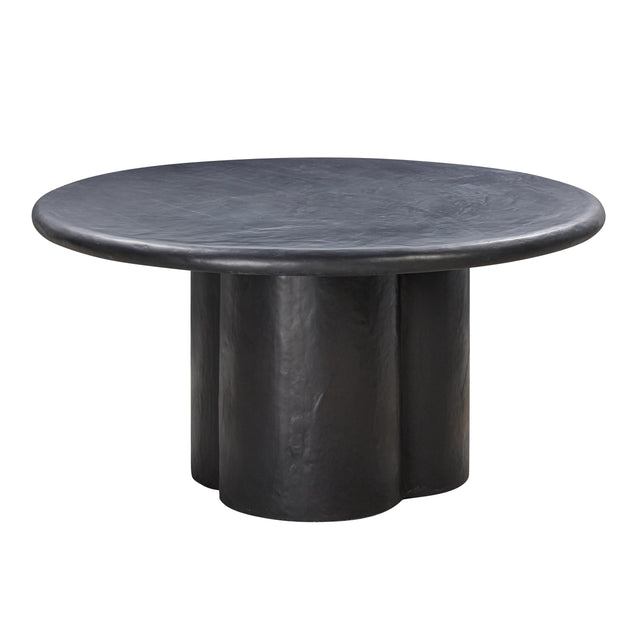 TOV Elika Black Faux Plaster Round Dining Table