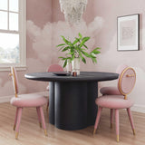 TOV Elika Black Faux Plaster Round Dining Table