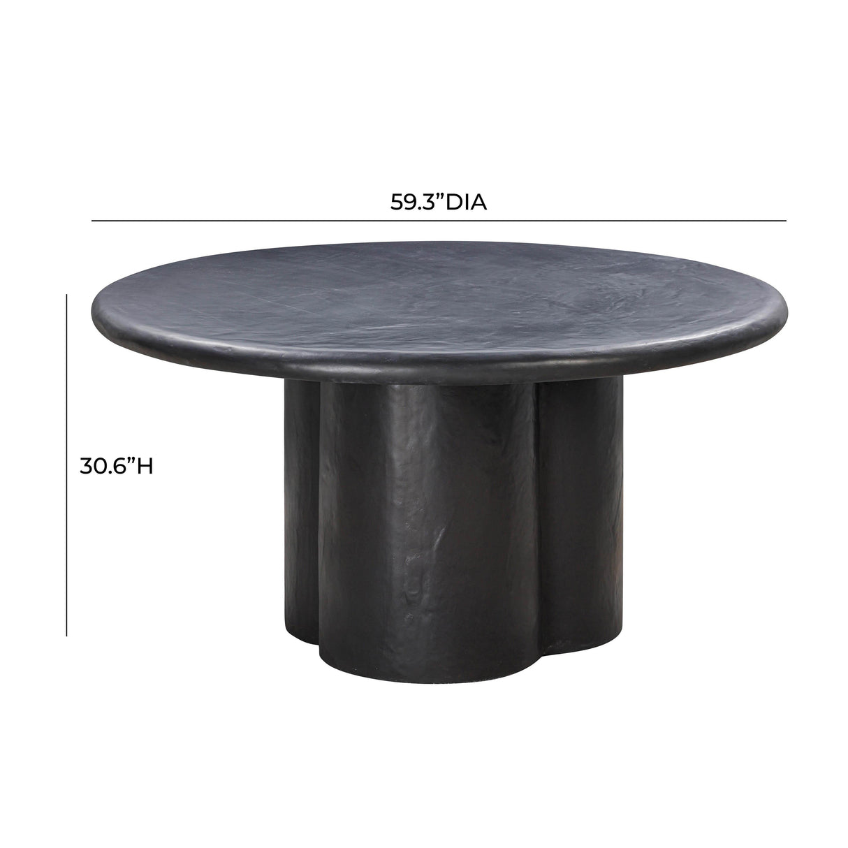TOV Elika Black Faux Plaster Round Dining Table
