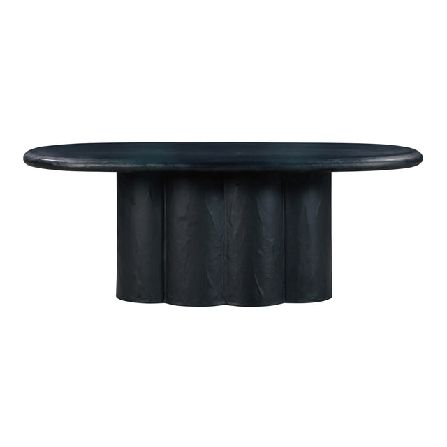TOV Elika Black Faux Plaster Oval Dining Table