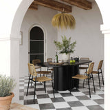 TOV Elika Black Faux Plaster Oval Dining Table