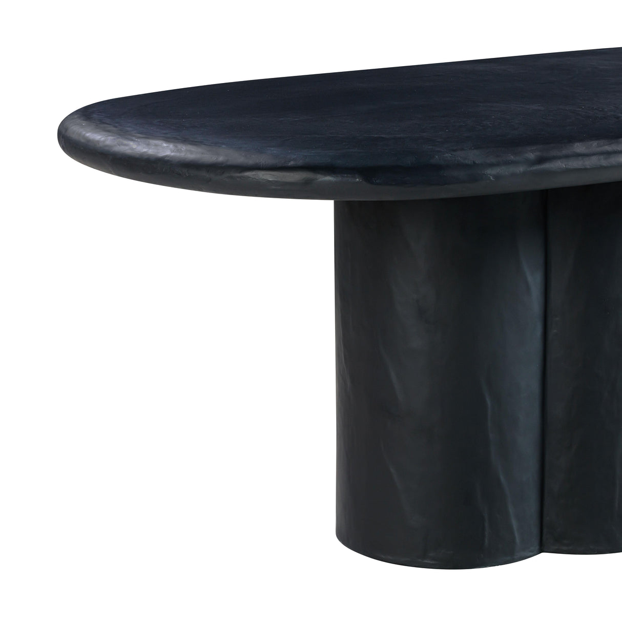 TOV Elika Black Faux Plaster Oval Dining Table