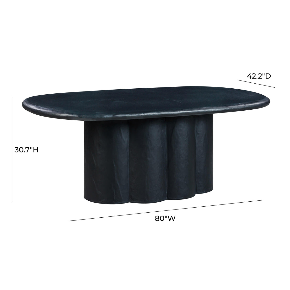 TOV Elika Black Faux Plaster Oval Dining Table