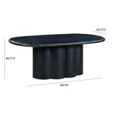 TOV Elika Black Faux Plaster Oval Dining Table