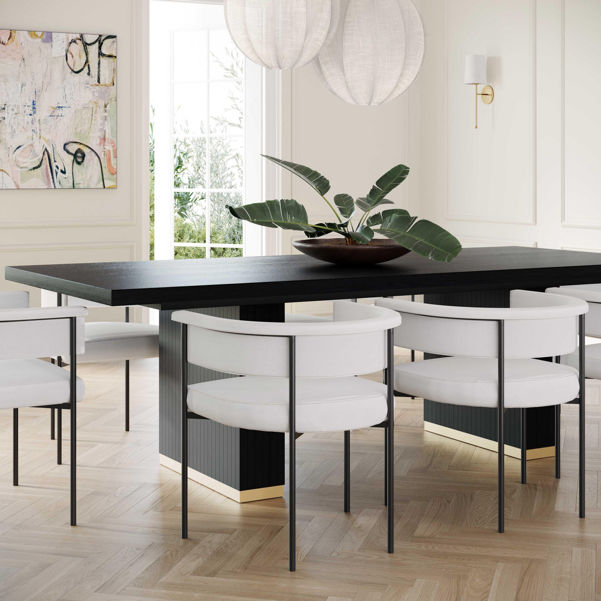 TOV Chelsea Black Oak Rectangular Dining Table