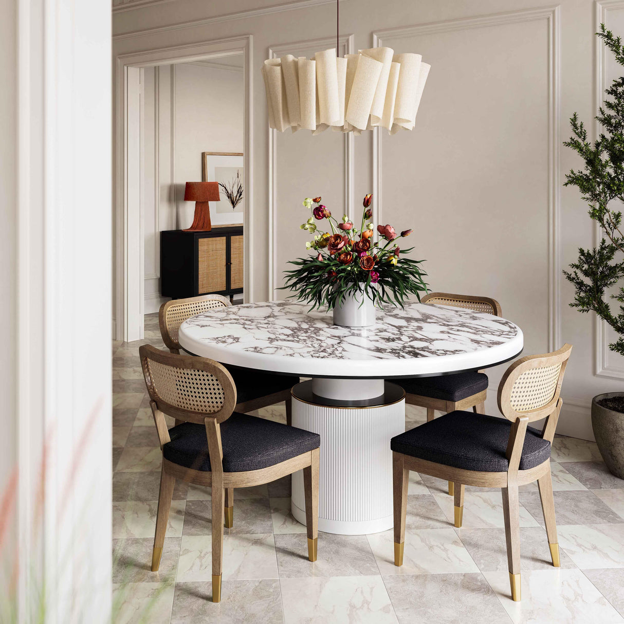 TOV Cosette Black Performance Linen Dining Chair