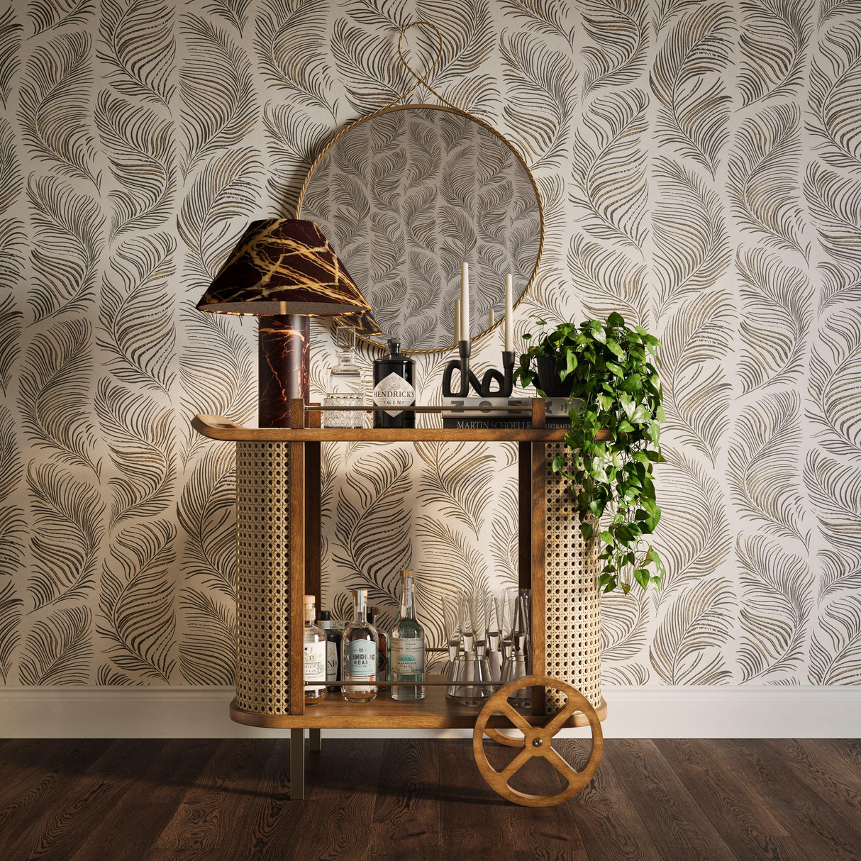 TOV Yuma Natural Rattan Bar Cart