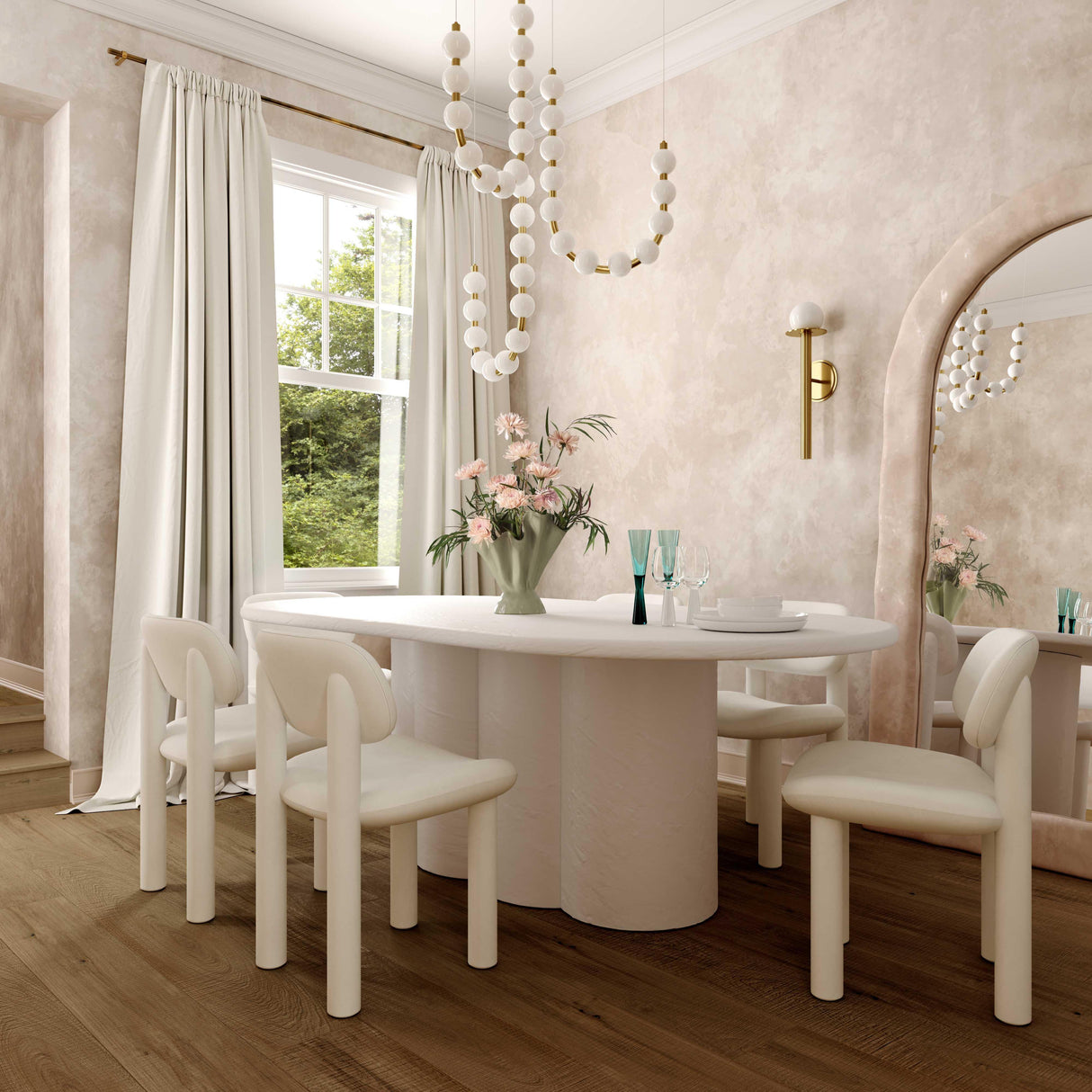 TOV Elise Ivory White Performance Velvet Dining Chair