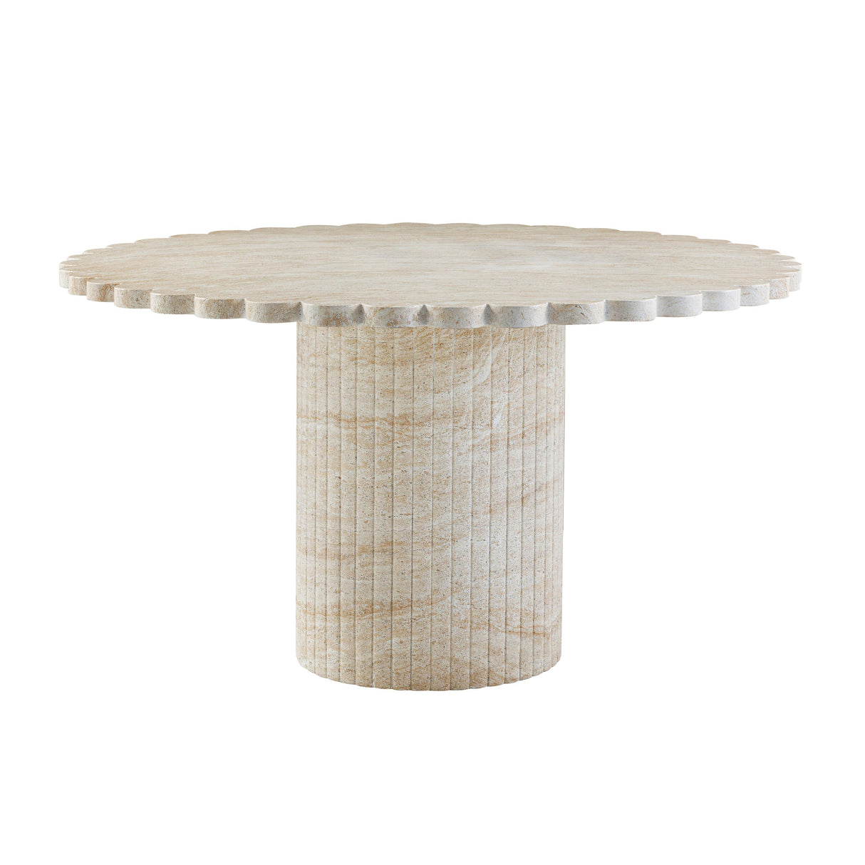 TOV Blossom Washed Travertine Finish Indoor / Outdoor 54" Round Dining Table