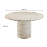 TOV Blossom Washed Travertine Finish Indoor / Outdoor 54" Round Dining Table