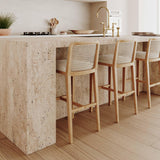 TOV Gerri Performance Tweed and Rattan Counter Stool